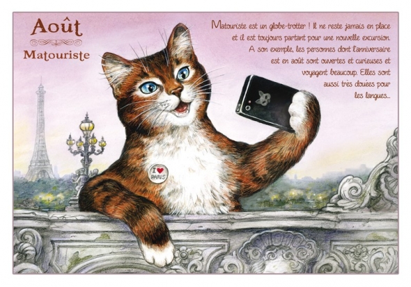 Carte Postale Chat Août "Matouriste" / Carterie Chats