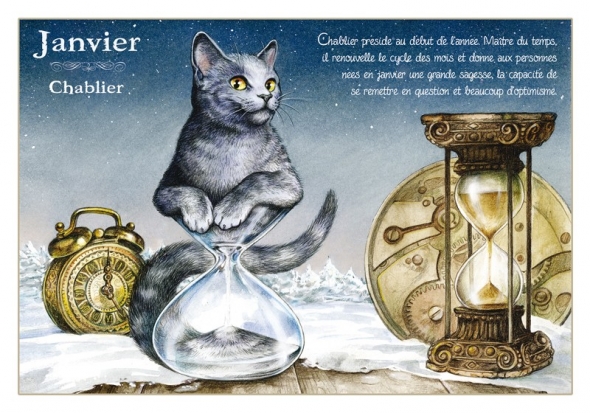 Carte Postale Chat Janvier "Chablier" / Séverine Pineaux