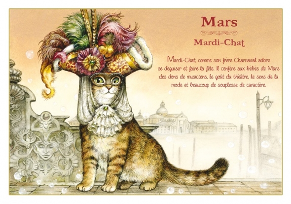 Carte Postale Chat Mars "Mardi-Chat" / Cartes Postales Chats