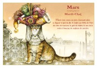 Carte Postale Severine Pineaux Chat Mars Mardi-Chat CPK083