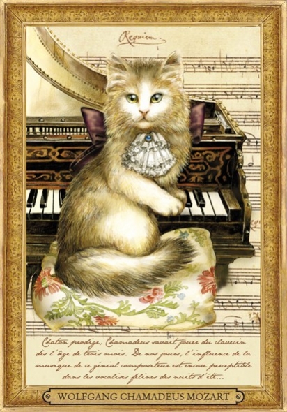 Carte Postale Chat "Wolfgang Chamadeus Mozart" / Carterie Chats