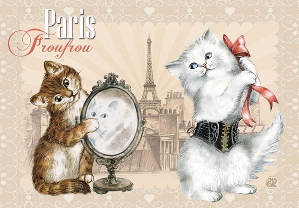Carte Postale Chat "Paris - Froufrou" / Séverine Pineaux