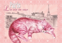 Carte Postale Severine Pineaux Chat Paris - La Vie en Rose CPK060
