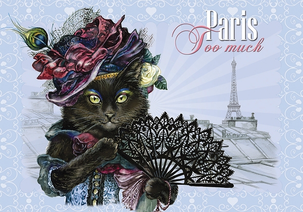 Carte Postale Chat "Paris - Too Much" / Carterie Chats