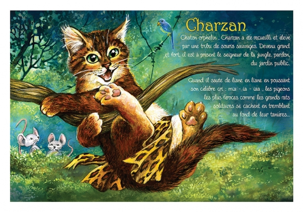 Carte Postale Chat "Charzan" / Au Bord des Continents