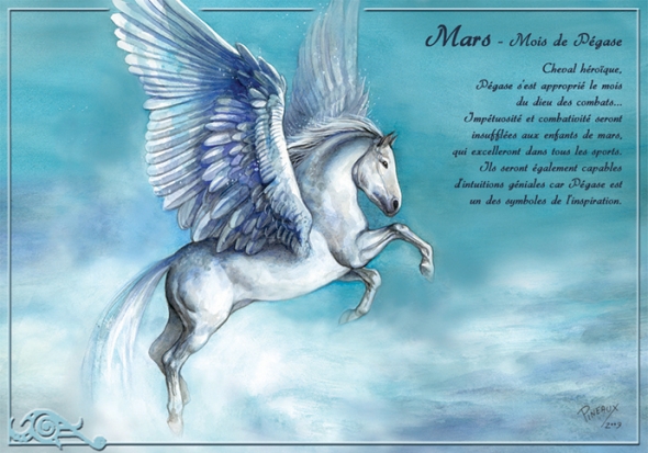 Carte Postale Féerique "Mars, Mois de Pegase" / Au Bord des Continents