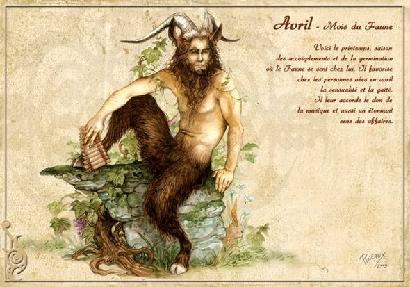 Carte Postale Féerique "Avril , Mois du Faune" / Séverine Pineaux