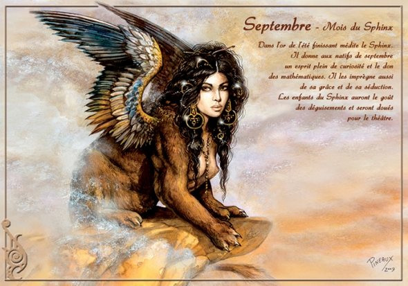 Carte Postale Féerique "Septembre, Mois du Sphinx" / Cartes Postales Legendes