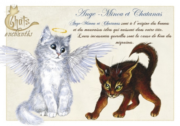 Carte Postale Chat "Ange Minou et Chatanas" / Meilleurs ventes