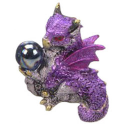 Petit Dragon violet-rose avec boule / Dragons Colorés