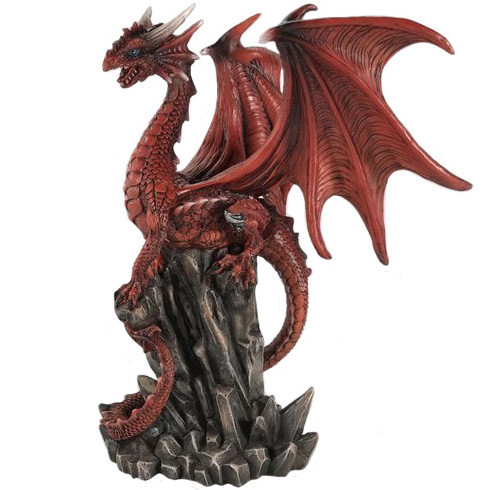 Dragon rouge sur rocher / Statuettes Dragons