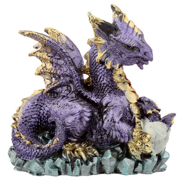 Maman Dragon violet avec bébé / Dragons Colorés