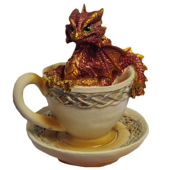 Dragon rouge dans tasse / Toutes les Figurines de Dragons