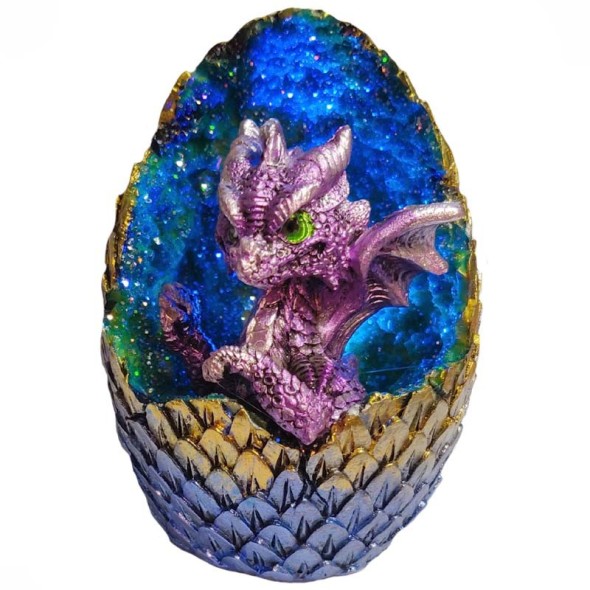 Dragon violet dans Oeuf LED / Statuettes Dragons