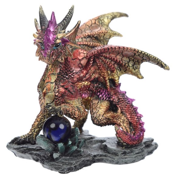 Dragon rouge avec boule / Statuettes Dragons