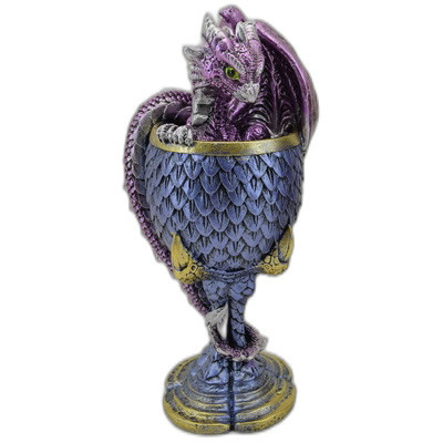 Dragon violet dans ciboire / Statuettes Dragons