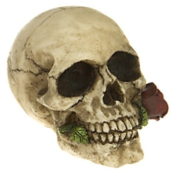 Crâne avec rose rouge / Figurines Gothiques