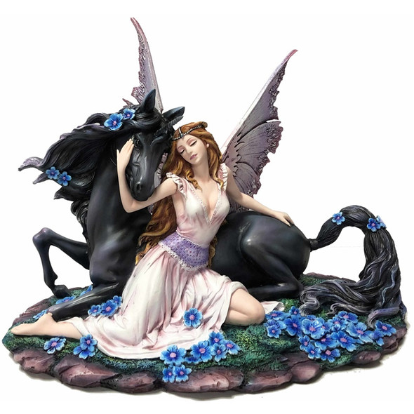 Fée Géante "Black Unicorn Beauty" / Statuettes Licornes