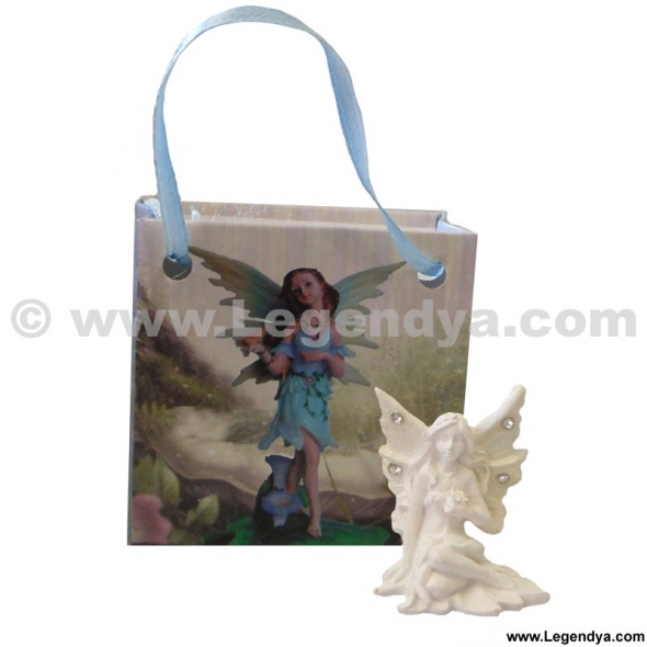 Mini Figurine de Fée Blanche avec strass + sac / Meilleurs ventes