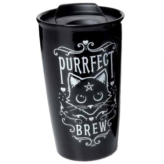 Mug de voyage gothique "Purrfect Brew" / Mugs Féeriques