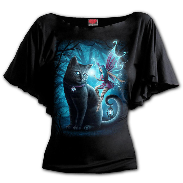 Top "Cat and Fairy" - M / T-Shirts Fées pour Femmes