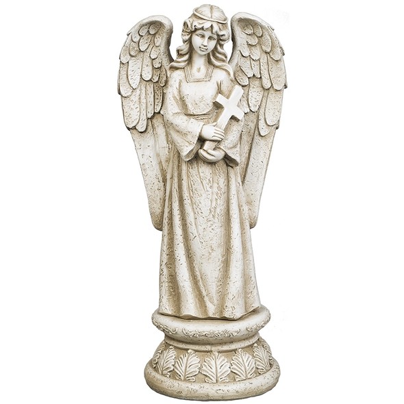 Femme Ange Eden Géant avec croix sur socle / Anges Eden