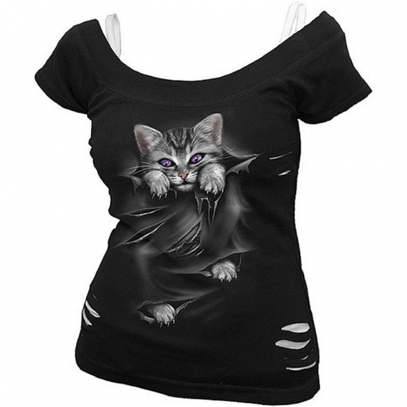 T-Shirt Chat "Bright Eyes" - S / Vêtements - Taille S