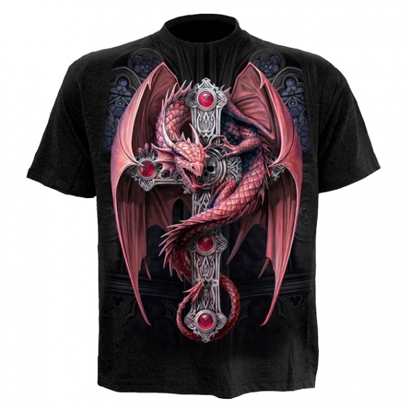 T-Shirt Dragon "Gothic Guardian" - S / T-Shirts Dragons pour Hommes