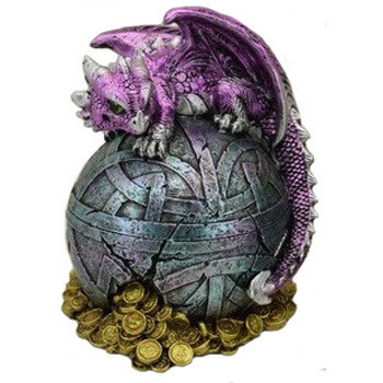 Tirelire Dragon violet sur sphère / Meilleurs ventes