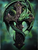 Anne Stokes toile sur chassis Woodland Guardian