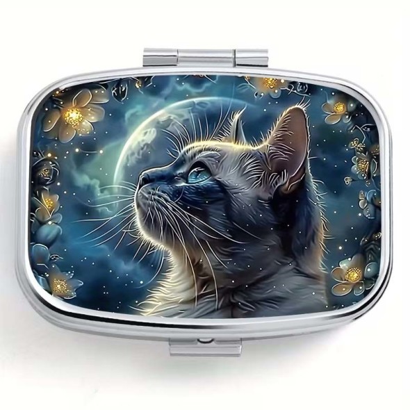 Boite &agrave; Pilules Chat "Moon Cat" / Accessoires Chats