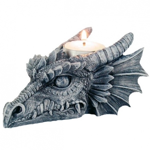 Bougeoir Tête de Dragon Noir / Bougeoirs Féeriques