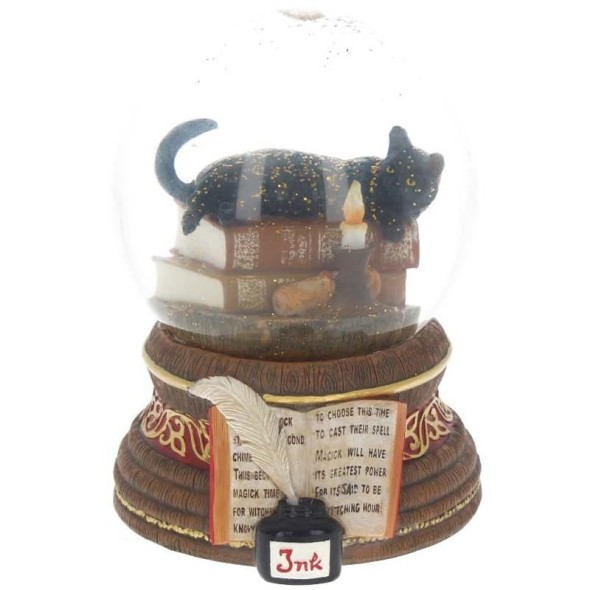 Boule &agrave; neige Chat "The Witching Hour" / Figurines de Chats F&eacute;eriques