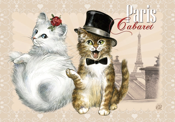 Carte Postale Chat "Paris - Cabaret" / Carterie Chats