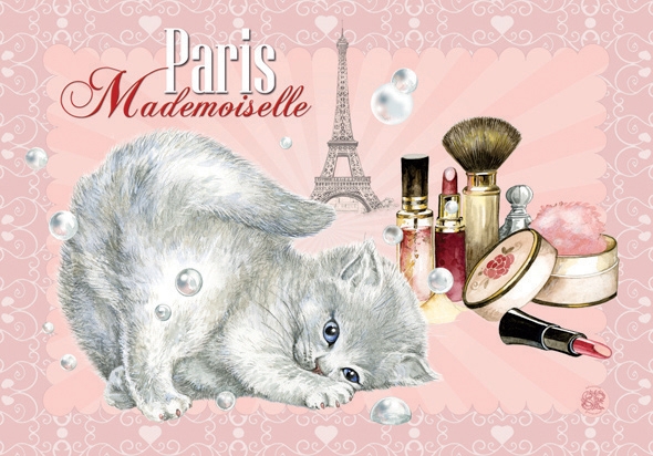 Carte Postale Chat "Paris - Mademoiselle" / Carterie Chats
