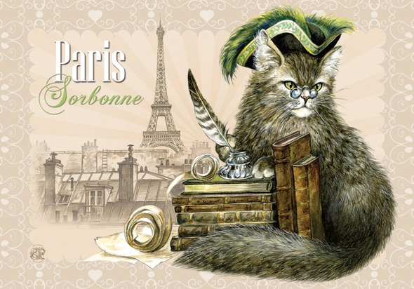 Carte Postale Chat "Paris - Sorbone" / Cartes Postales Chats