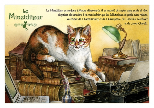 Carte Postale Chat "Le Minetditeur" / Au Bord des Continents