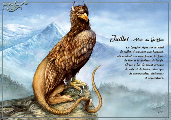 Carte Postale Féerique "Juillet, Mois du Griffon" / Au Bord des Continents