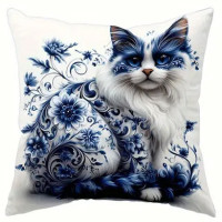 Coussin chat - Blue Flower Cat #5