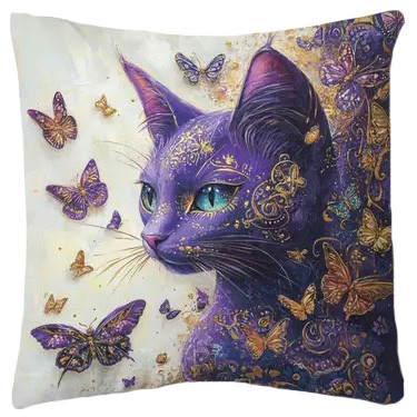 Coussin Chat "Lilac Cat #2" / Coussins Chats