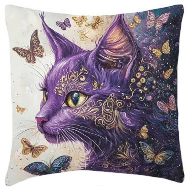 Coussin Chat "Lilac Cat #3" / Coussins Chats