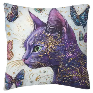 Coussin Chat "Lilac Cat #4" / Coussins Chats