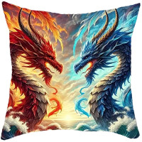 Coussin Dragon - Dragon's Confrontation