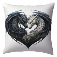 Coussin Dragon - Black &amp; White Dragons Heart