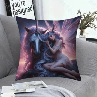 Coussin F&eacute;e - Black Beauty Unicorn and Fairy
