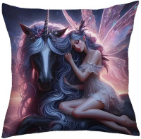 Coussin Fée - Black Beauty Unicorn and Fairy
