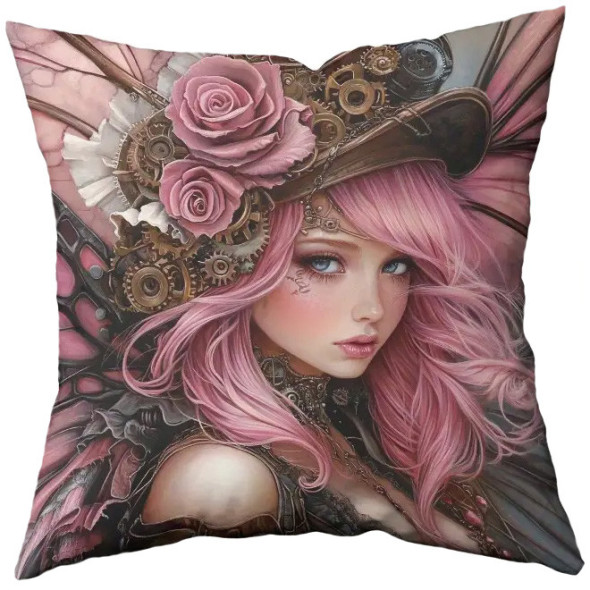 Coussin Fée "Pink Steampunk Fairy" / Coussins Féeriques