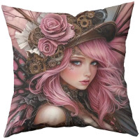 Coussin Fée Pink Steampunk Fairy