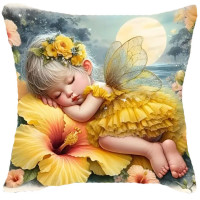 Coussin Fée Yellow Flower Little Fairy