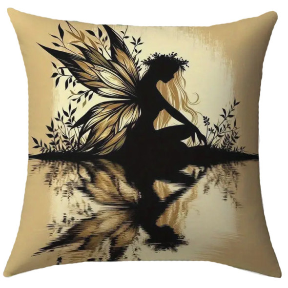 Coussin Fée "Sunset Fairy Silhouette" / Coussins Féeriques
